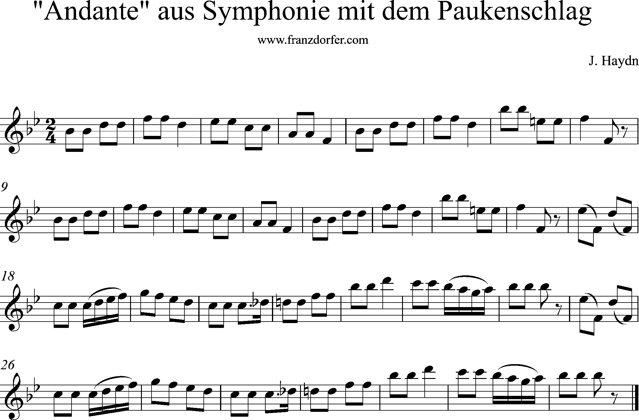 Andante, Sinfonie mit dem Paukenschlag, Bb-Dur